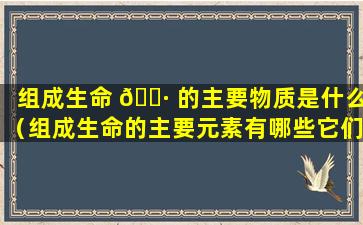 组成生命 🌷 的主要物质是什么（组成生命的主要元素有哪些它们有 🐱 什么特点）